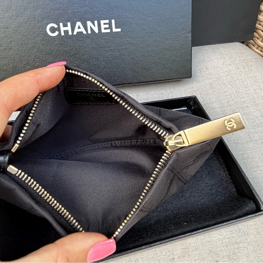 Authentic CHANEL BLACK nylon sport line clutch pouch NEW